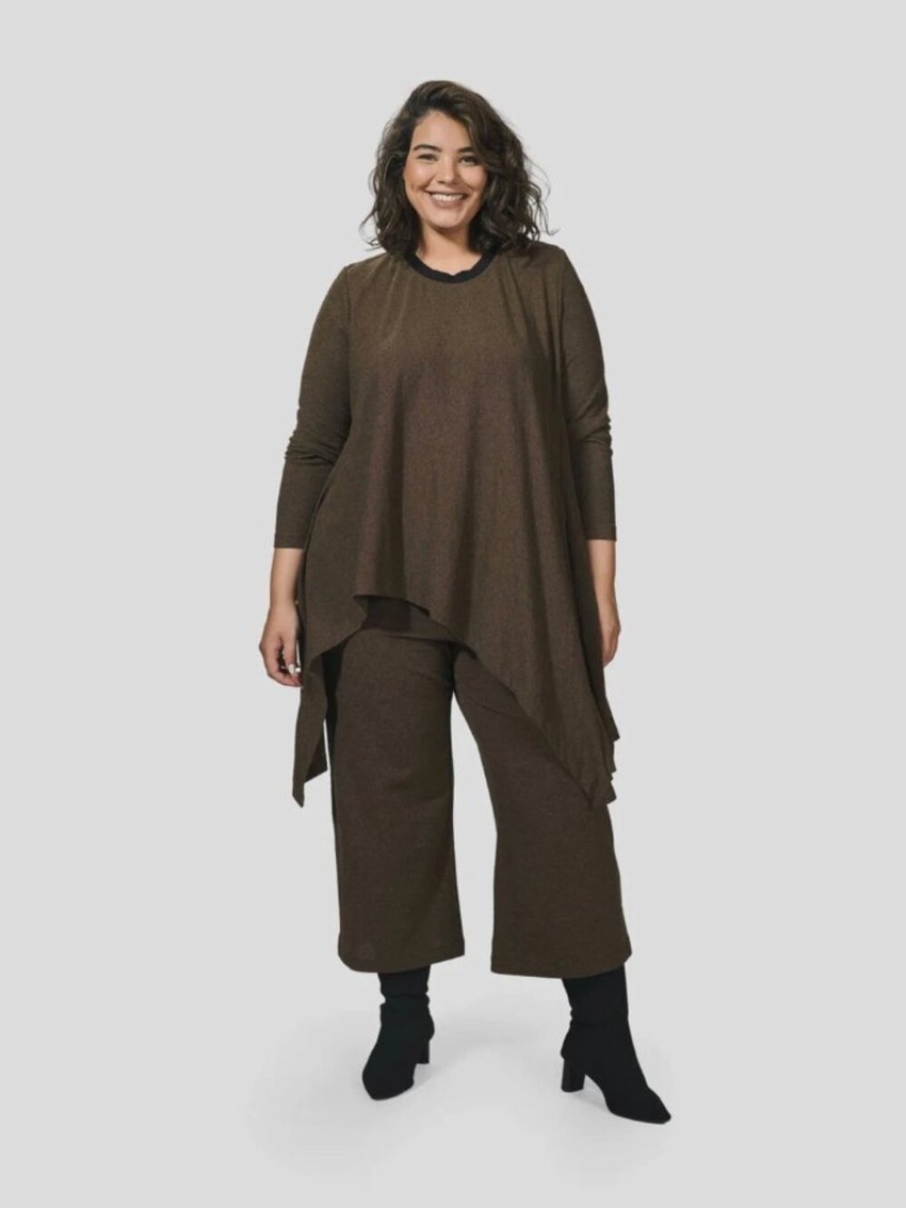 NEW Alembika Essential Swing Tunic Blouse Top Brown Size 4 | US 12-14 Lagenlook